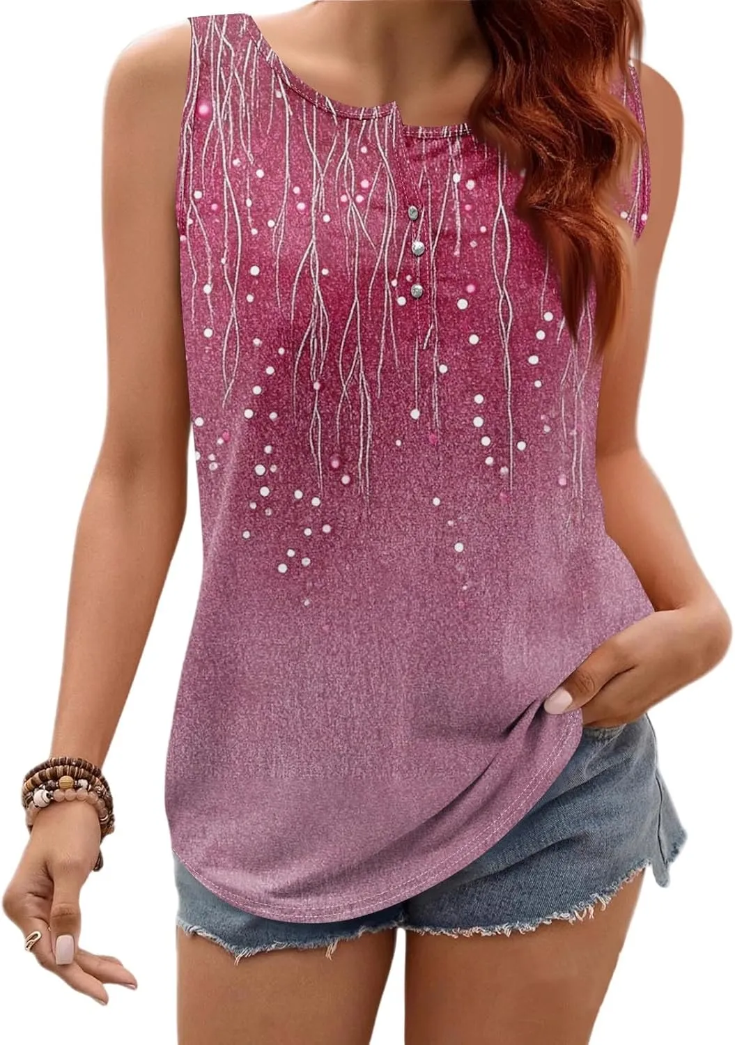 Summer Tank Tops for Women Sleeveless Pleated V Neck Loose Fit Tunic Blouses Shirts Fashion Tee 2025,Woemens Fashion