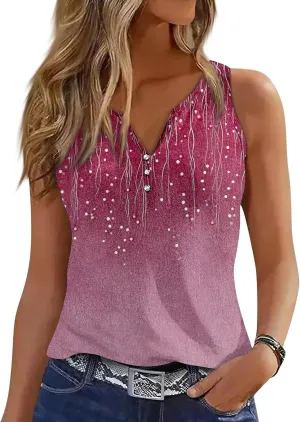 Summer Tank Tops for Women Sleeveless Pleated V Neck Loose Fit Tunic Blouses Shirts Fashion Tee 2025,Woemens Fashion