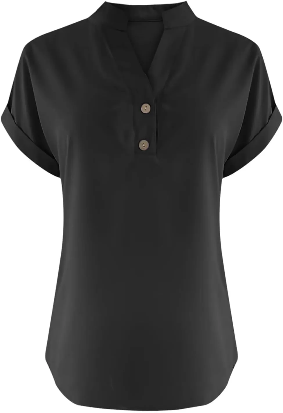 Summer Tops for Women 2025 Casual Short Sleeve Cotton Linen Shirts Button V Neck Tunic Blouse Beach Vacation Clothes