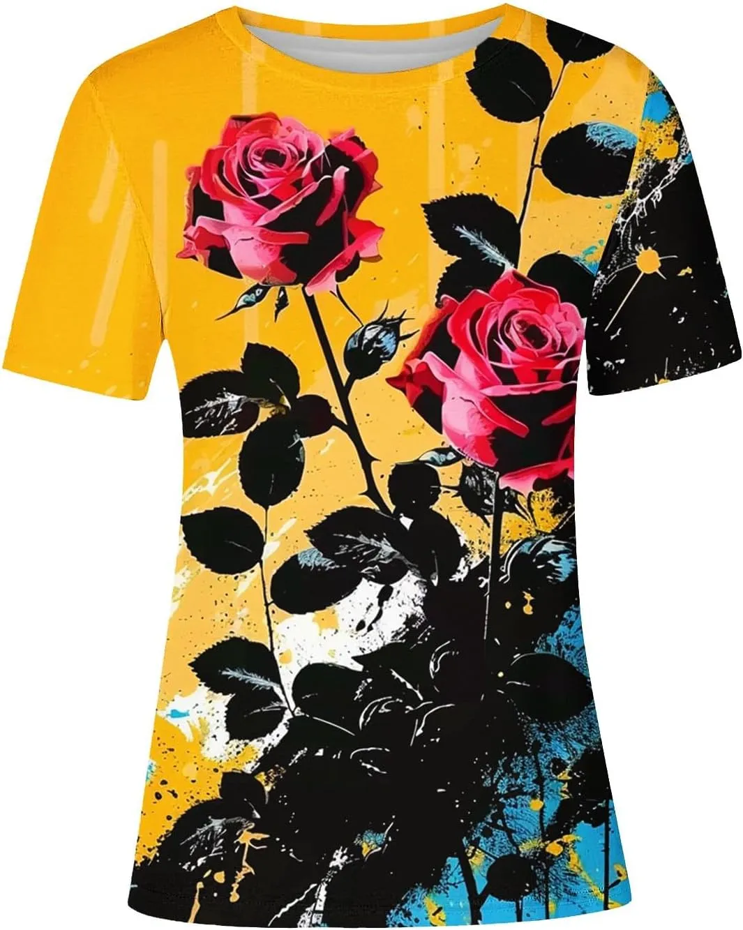 Summer Tops for Women 2025 Trendy Short Sleeve Boho Shirts Retro Floral Graphic Tees Plus Size Casual Crew Neck Tshirt