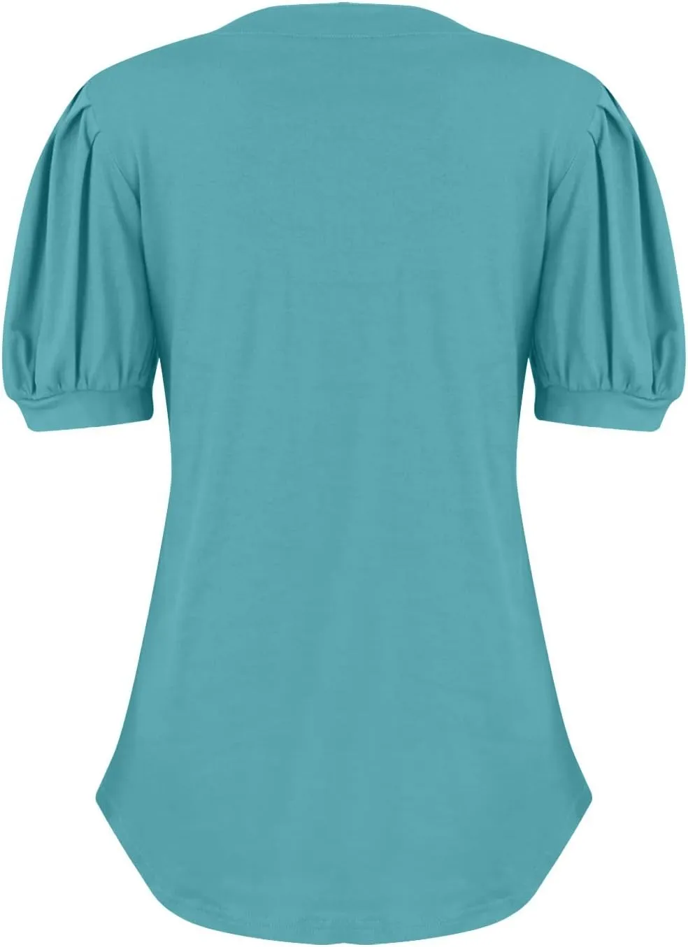 Summer Tops for Women Puff Short Sleeve Tops Dressy Casual V-Neck T-Shirts Cute Blouse for Work