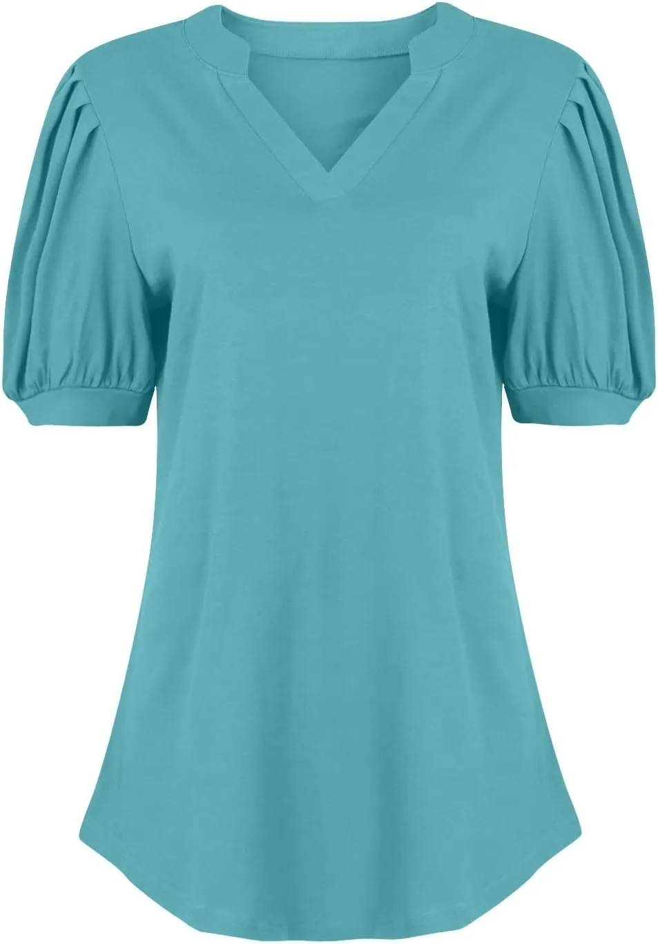 Summer Tops for Women Puff Short Sleeve Tops Dressy Casual V-Neck T-Shirts Cute Blouse for Work