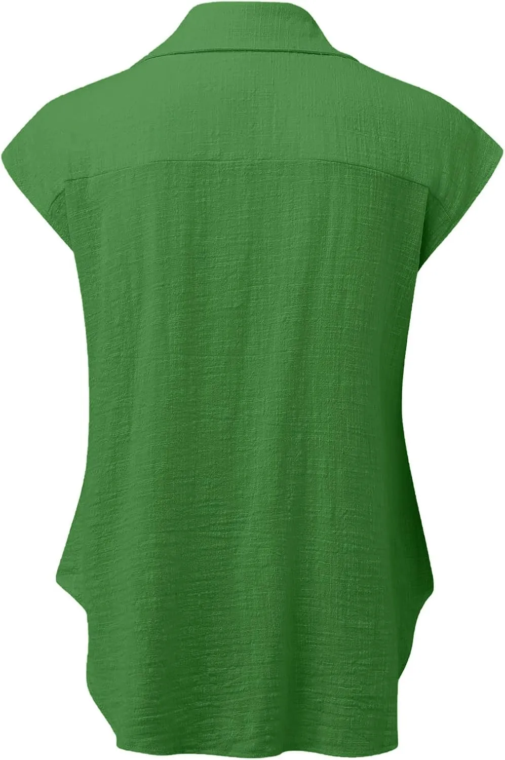 Summer Womens Button Down Cotton Linen Shirts V Neck Cap Sleeve Tank Blouses Loose Collared Shirt Casual Work Tops