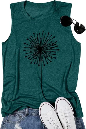 Sunflower Tank Top for Women Sleeveless Summer Tops Cute Flower Graphic Tops