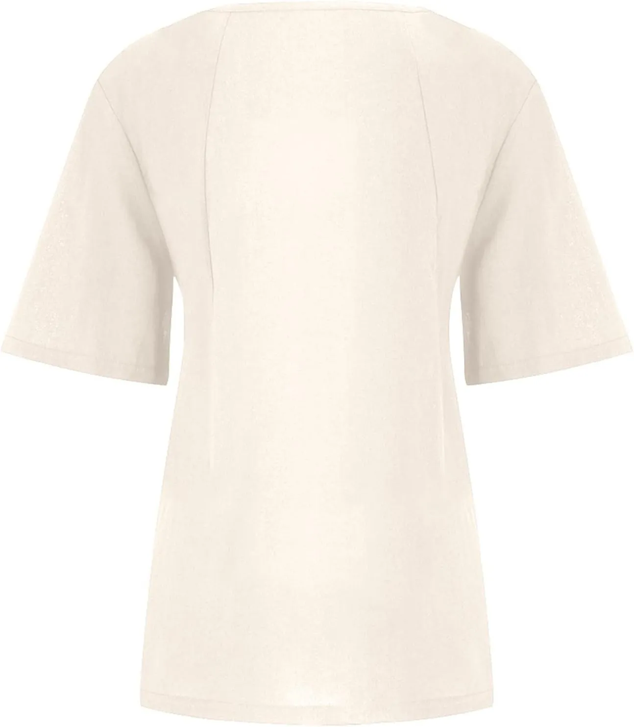 TANGNADE Women Cotton Linen Blend Crew Neck Short Sleeve Basic Tunic Tee Shirts Tops Blouse Business Casual Clothing