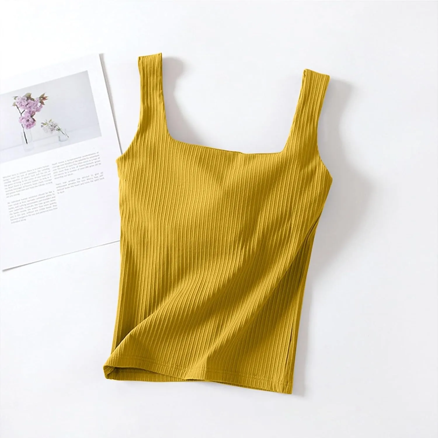 Tank Top for Women Summer Square Neck Tank Tops Workout Solid Color Camisole Sleeveless Clothes 2025