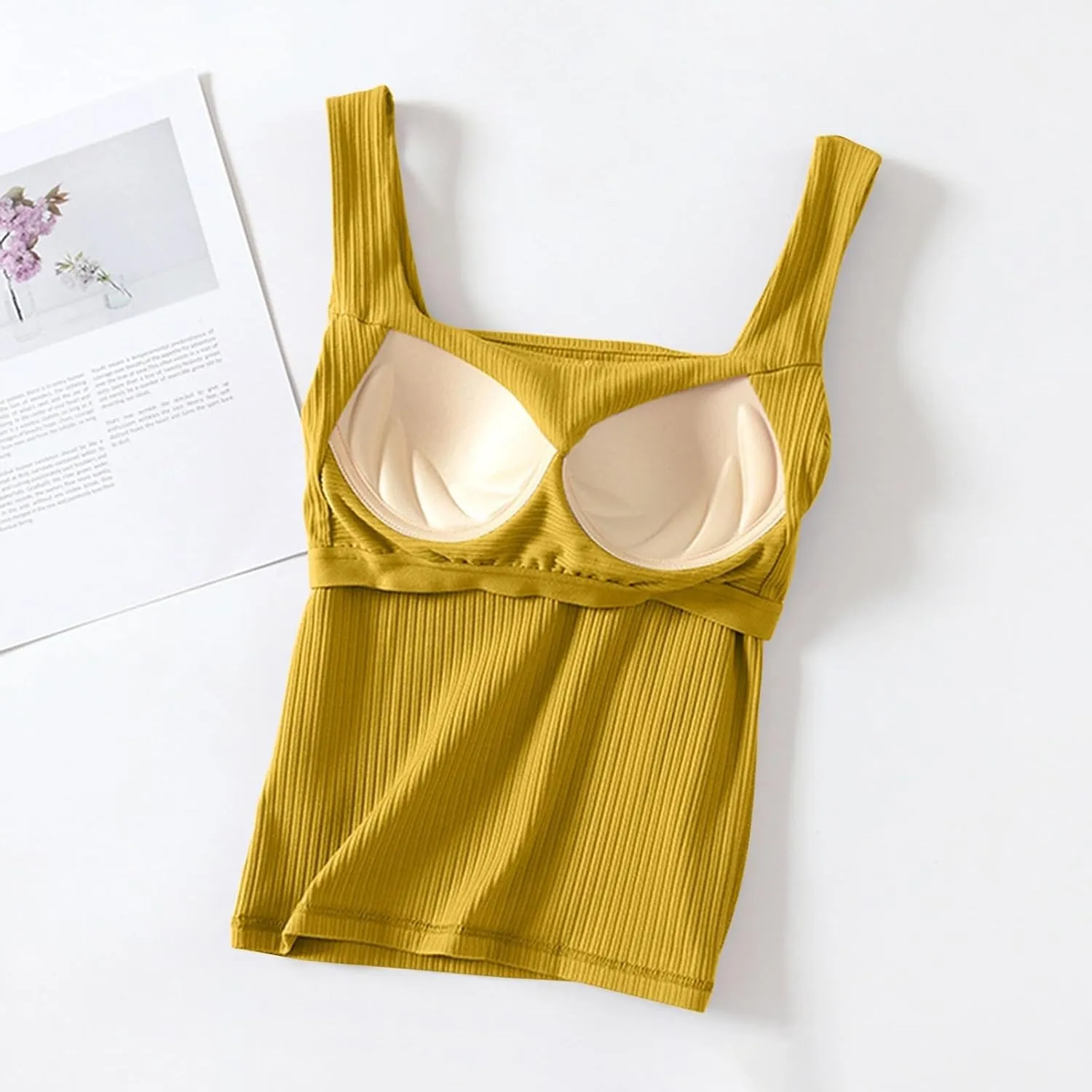 Tank Top for Women Summer Square Neck Tank Tops Workout Solid Color Camisole Sleeveless Clothes 2025