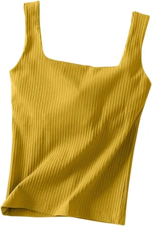 Tank Top for Women Summer Square Neck Tank Tops Workout Solid Color Camisole Sleeveless Clothes 2025