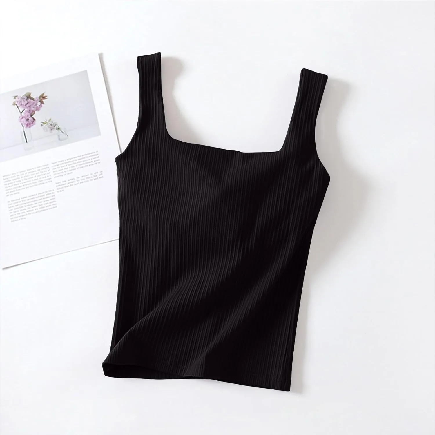 Tank Top for Women Summer Square Neck Tank Tops Workout Solid Color Camisole Sleeveless Clothes 2025