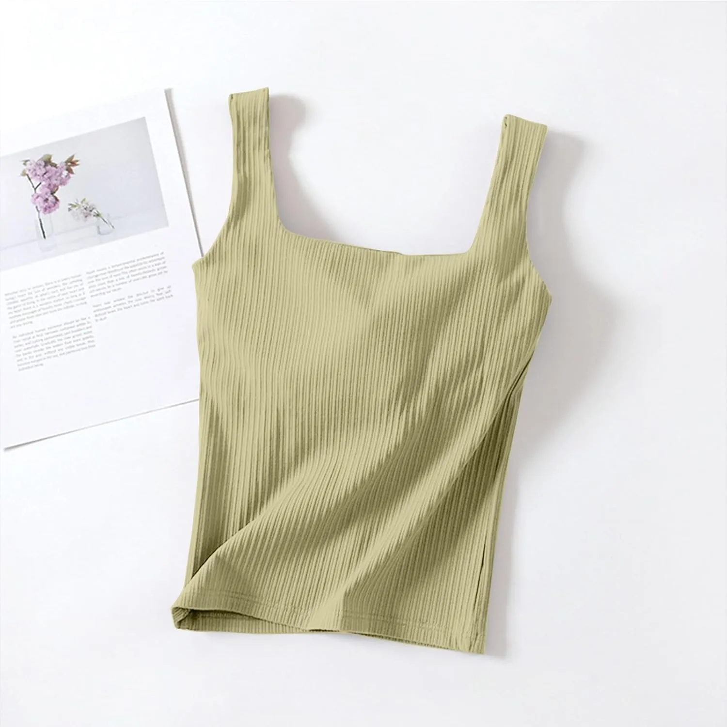 Tank Top for Women Summer Square Neck Tank Tops Workout Solid Color Camisole Sleeveless Clothes 2025