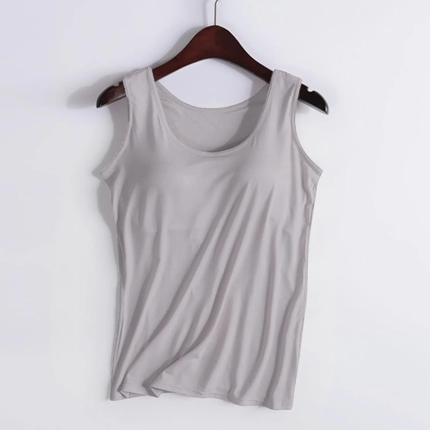 Tank Top for Women with Built in Bra Summer Sleeveless Spaghetti Strap Basic Padded Tanks Workout Yoga Camisole Tops