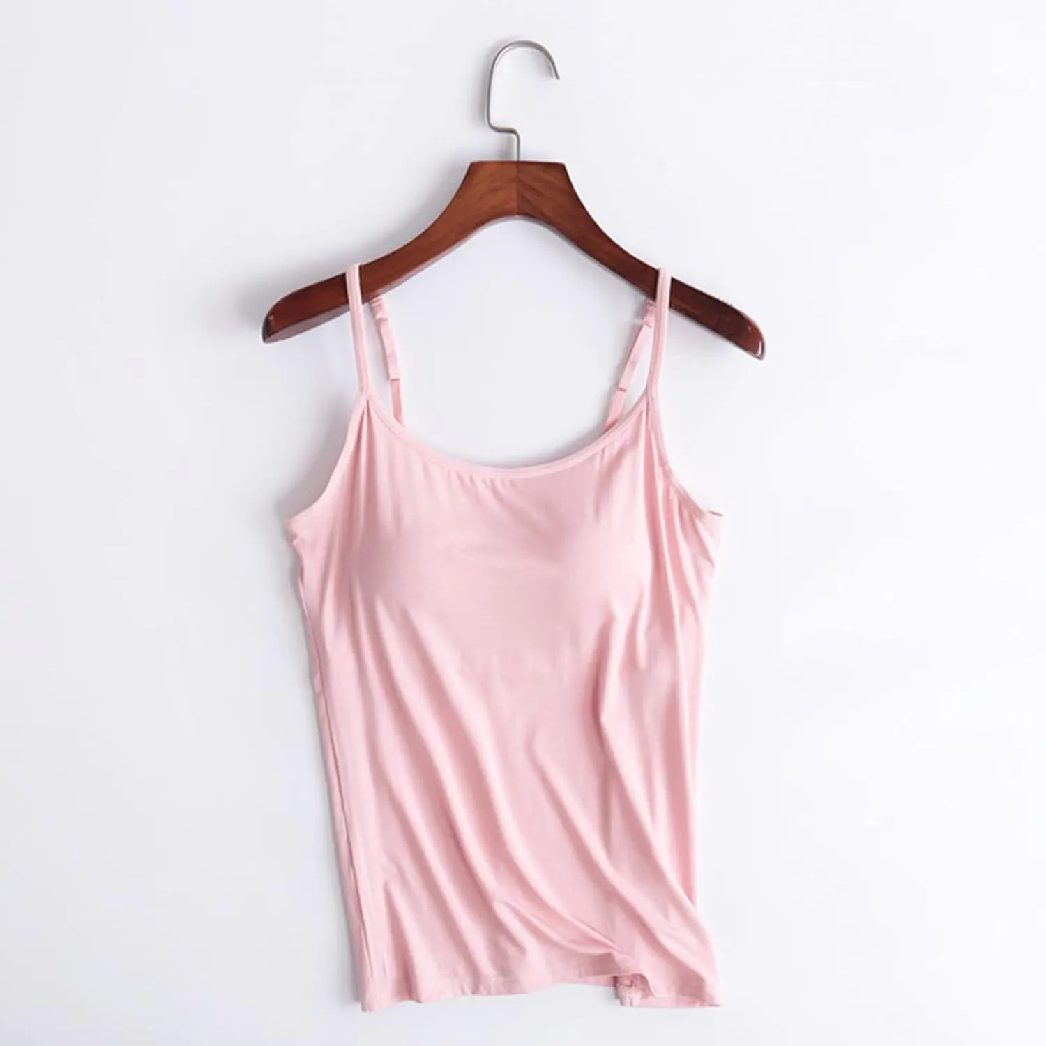 Tank Top for Women with Built-in Padded Bra Adjustable Wide Strap Camisole Cotton Undershirts Yoga Cami Shirts