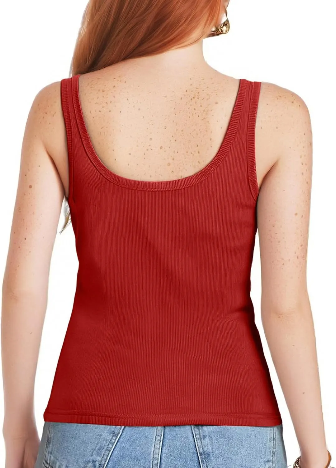 Tank Tops for Women Summer Square Neck Sleeveless Camisole Tops Spaghetti Strap Ribbed Cami Shirts Going Out Clothes