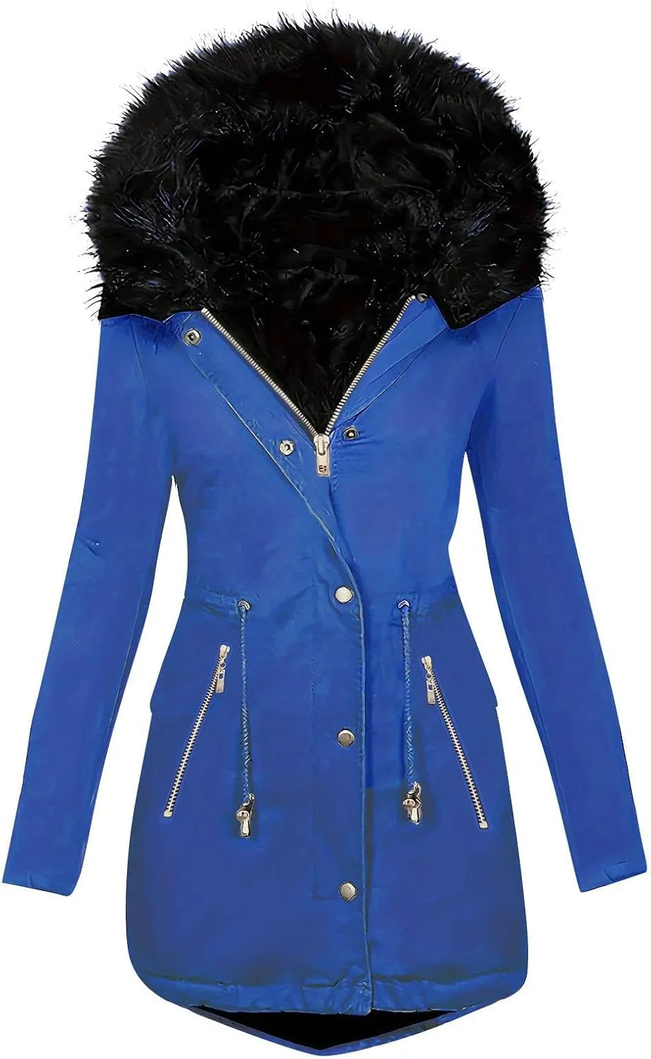 Thicken Fleece Parka Women Winter Coat Warm Puffer Jacket Quilted Down Coats Casual Sherpa Outerwear with Furry Hood