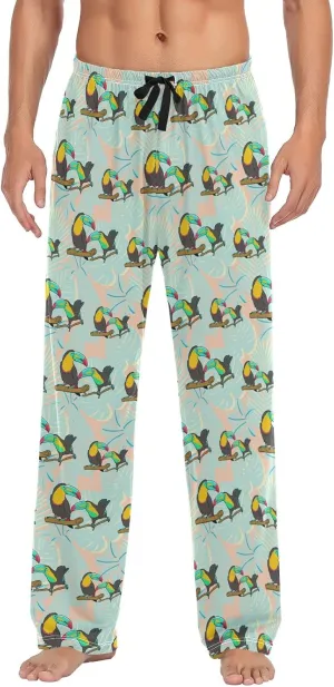Tropical Leaves Toucan Bird Men's Pajama Pants Sleepwear Lounge Pajama Bottoms