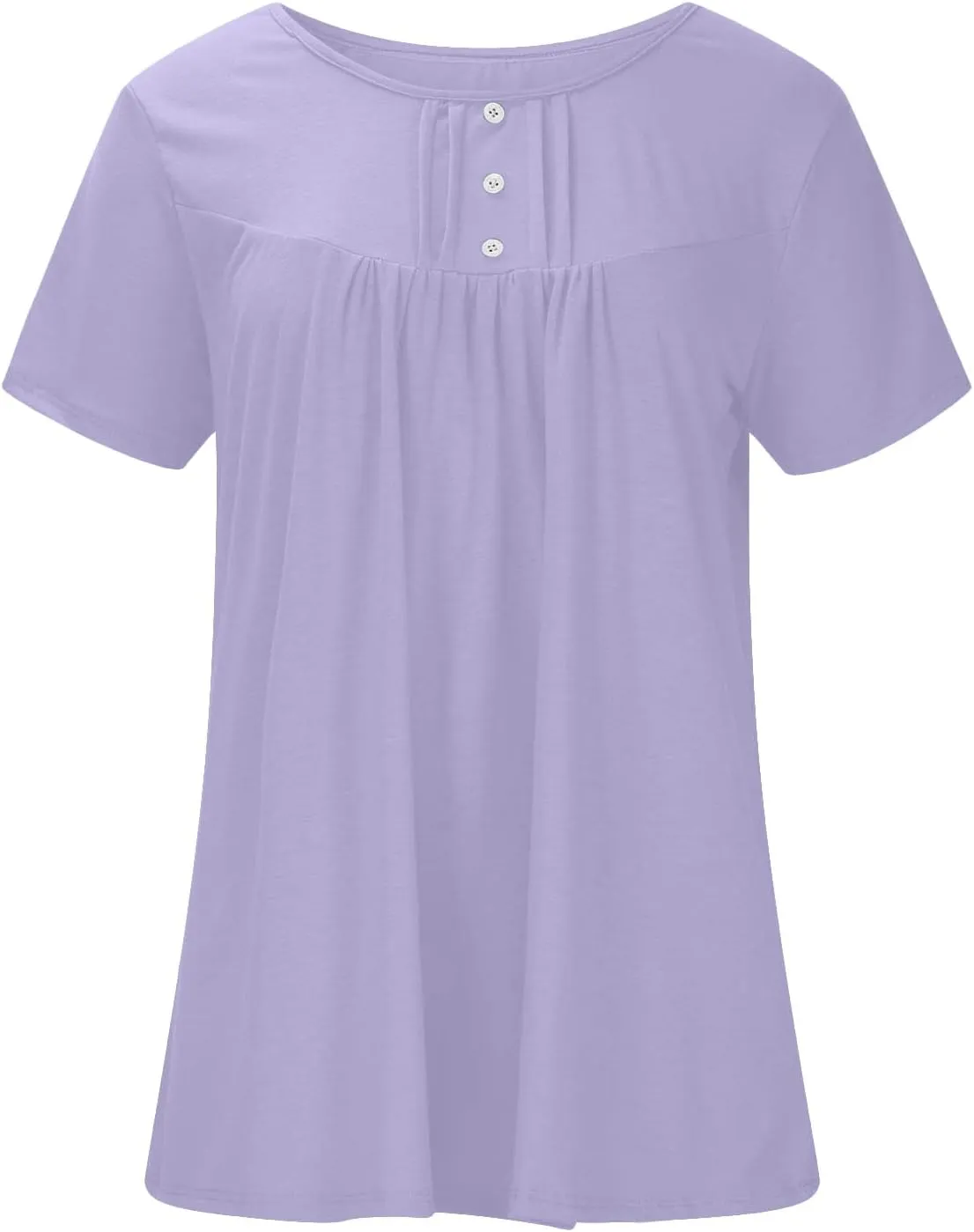 Tunic Tops for Women Casual Loose Fit Shirts Dressy Round Neck Buttons Up T-Shirts Scoop Neck Tees Summer Blouses Tee