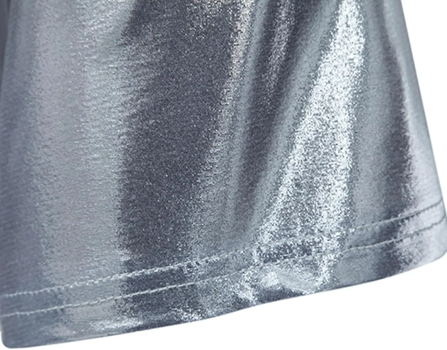 Uillui Mens Metallic T-Shirts 70s Gold/Sliver Shiny Shirts Disco Outfits Holographic Short Sleeve Party Clubwear Shirts