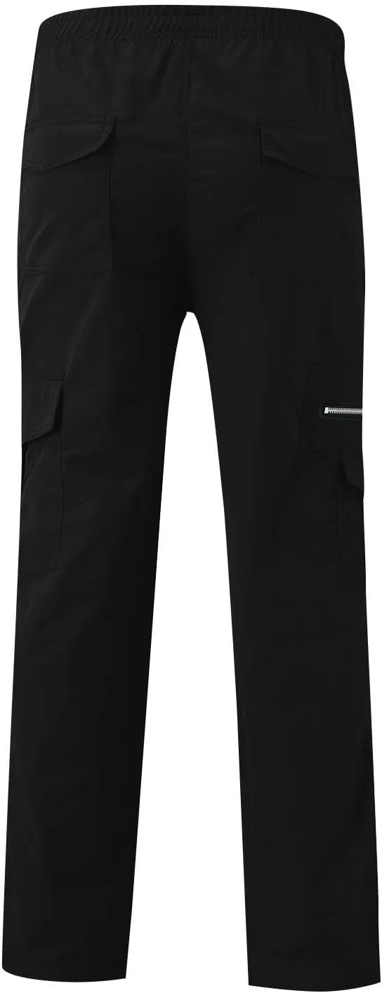 WENKOMG1 Mens Casual Cargo Pants Lightweight Multi Pockets Tactical Pants Straight Leg Breathable Summer Workwear