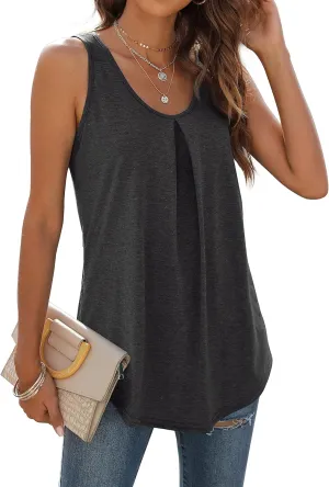 WIHOLL Tank Tops for Women Loose Fit Summer Tops V Neck Sleeveless Tanks Trendy