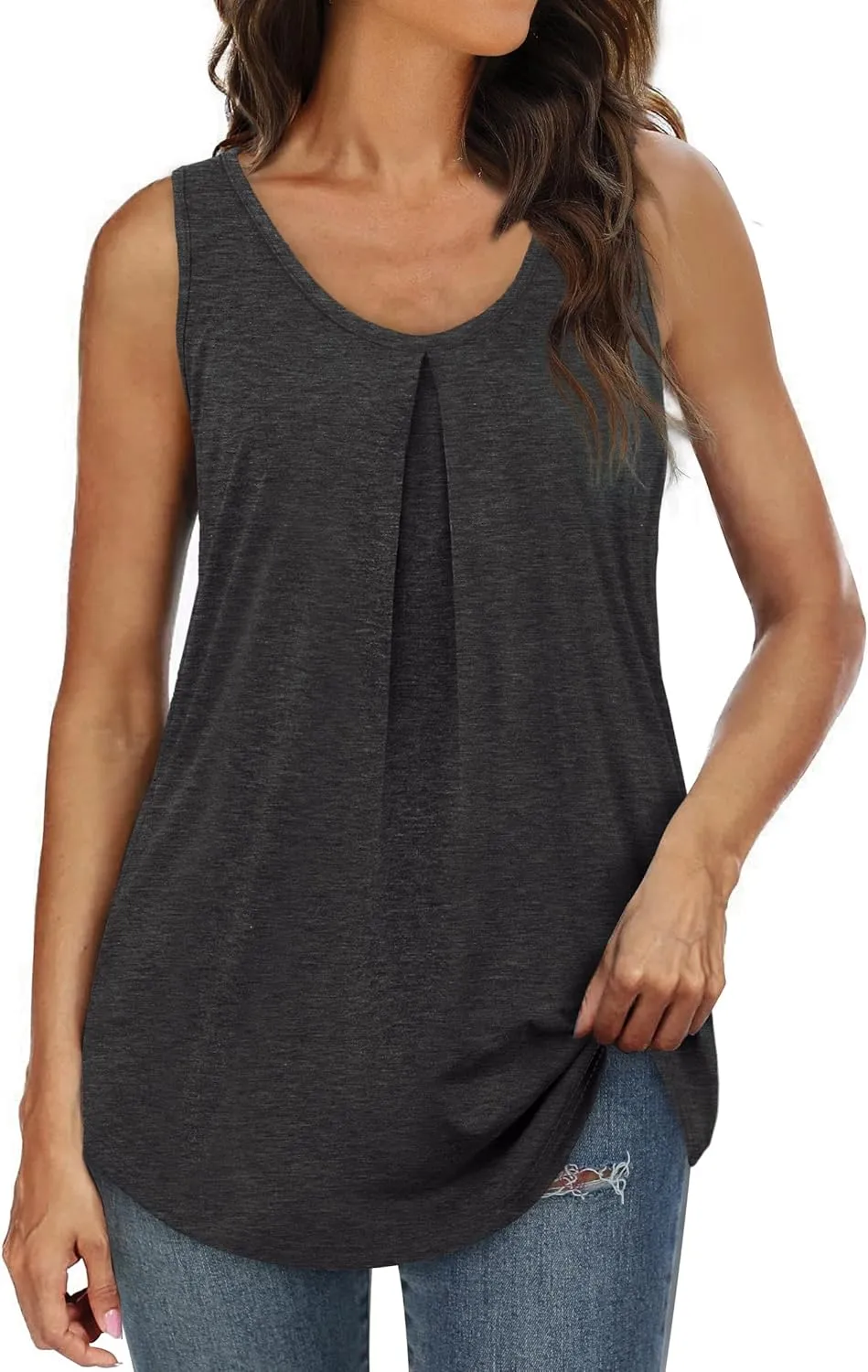 WIHOLL Tank Tops for Women Loose Fit Summer Tops V Neck Sleeveless Tanks Trendy
