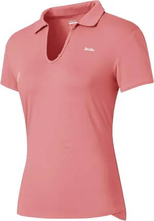 Willit Women's Tennis Shirts Quick Dry Golf Polo Shirts Short Sleeve Active Workout Shirts UPF 50  Running Tops