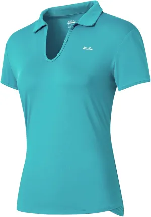 Willit Women's Tennis Shirts Quick Dry Golf Polo Shirts Short Sleeve Active Workout Shirts UPF 50  Running Tops