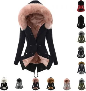 Winter Coats for Women Long Winter Down Coat Thicken Fleece Lined Parka Faux Fur Jacket Button Down Coat Outwear