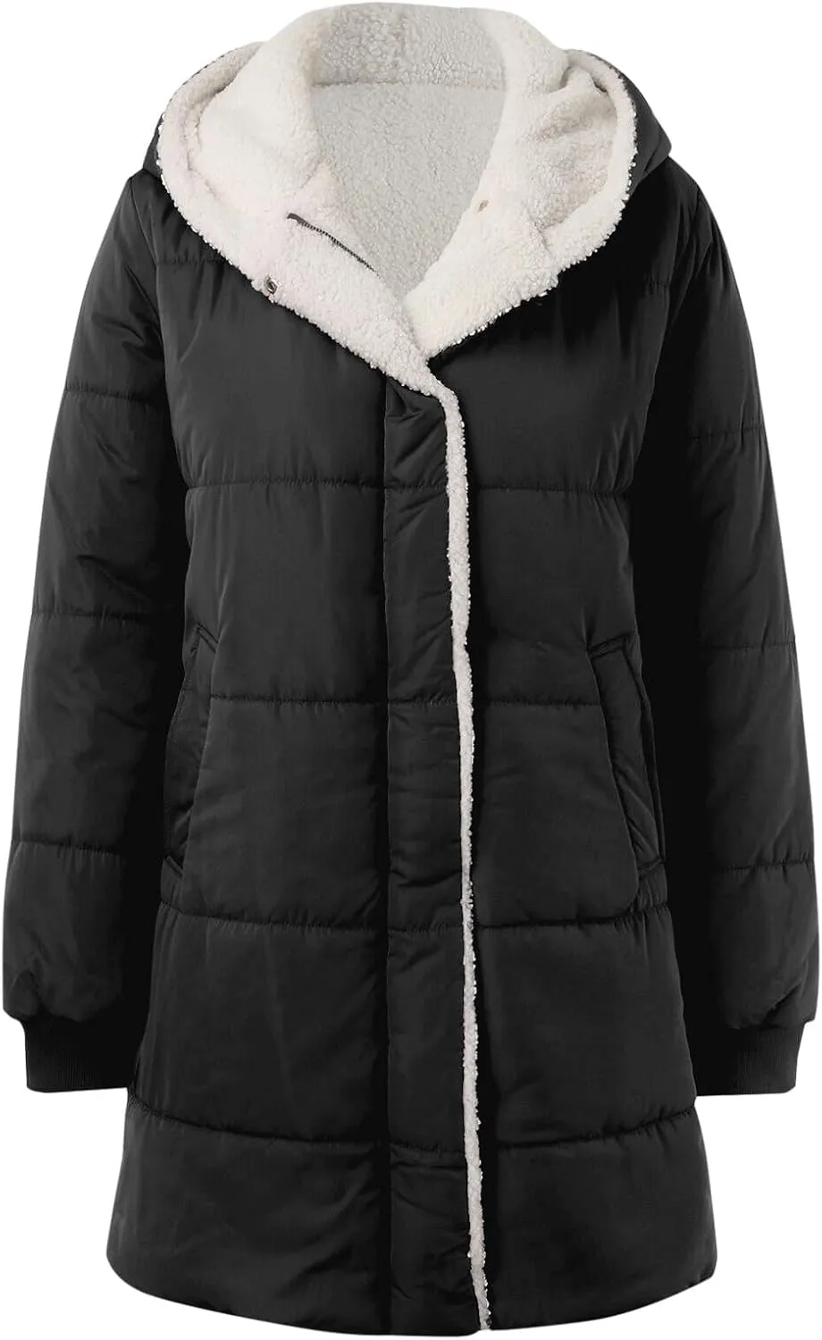 Winter Warm Coats for Women Warm Down Jacket Sherpa Fleece Lined Long Hooded Puffer Jacket Winter Fashion Clothes