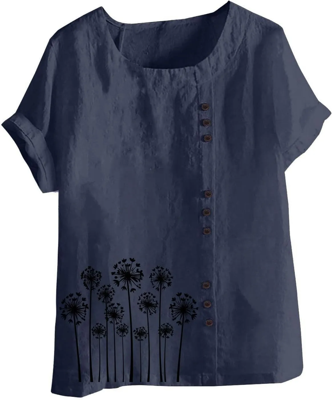 Women Cotton Blend Crew Neck Short Sleeve Basic Tunic Tee Shirts Tops Blouse Oversized Linen Tops Blend Tee Shirts