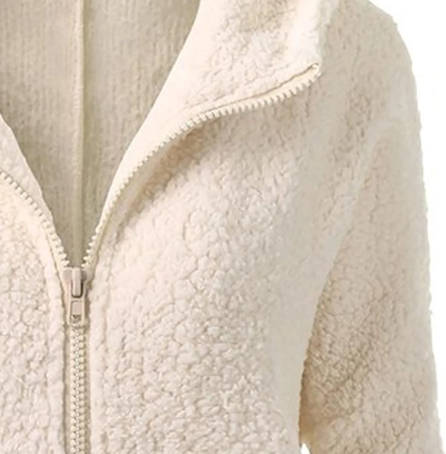 Women Faux Fur Fleece Jacket Casual Zipper Hooded Coat Spring Fall Transitional Fashion Lightweight Sherpa Coat