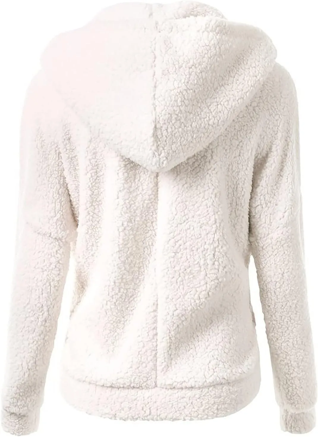 Women Faux Fur Fleece Jacket Casual Zipper Hooded Coat Spring Fall Transitional Fashion Lightweight Sherpa Coat