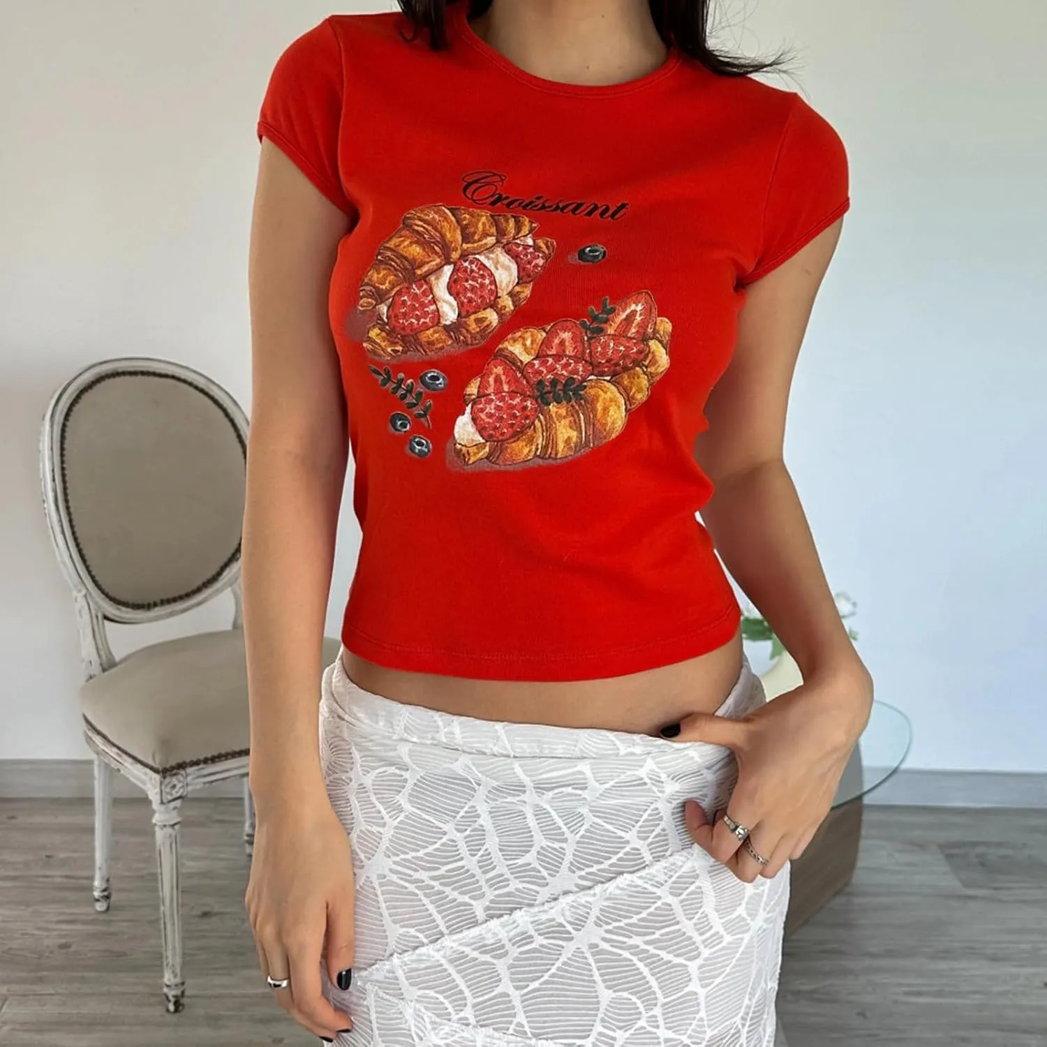Women Hawaii Baby Tees Y2K Short Sleeve Crewneck Aesthetic Graphic Slim Fit Crop Tops Teen Girls Summer T Shirts