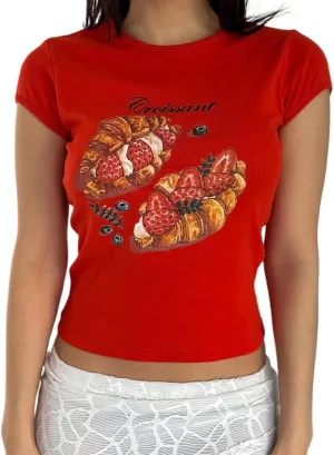 Women Hawaii Baby Tees Y2K Short Sleeve Crewneck Aesthetic Graphic Slim Fit Crop Tops Teen Girls Summer T Shirts