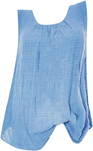 Women Linen Sleeveless Tank Tops Summer Casual Vintage Pleated Blouse Loose Comfy Flowy Beach T-Shirt Camisole