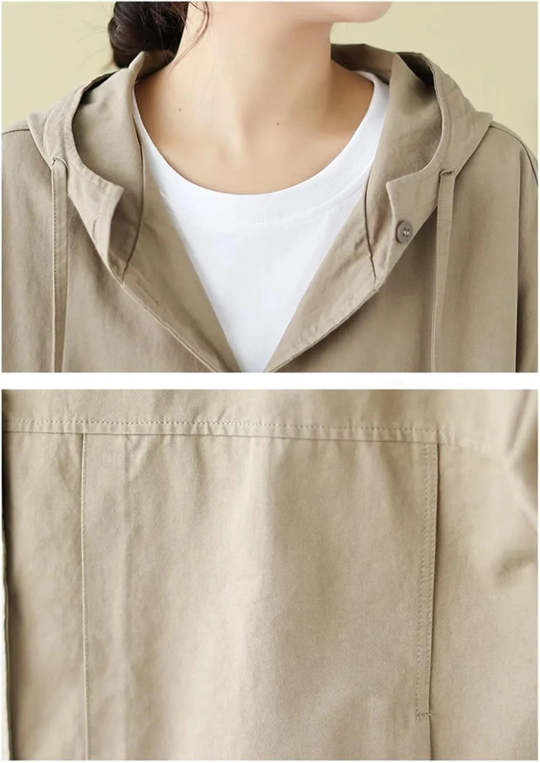 Women Long Sleeve Hooded Jackets Style Streetwear Solid Color Loose Casual Outerwear Coats