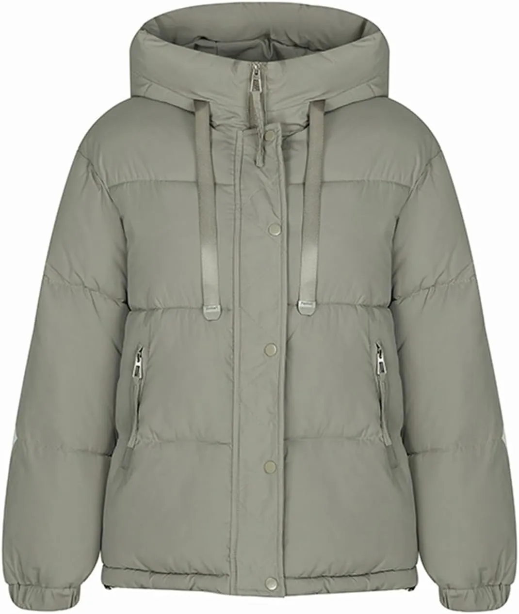 Women Oversized Puffer Jackets Warm Winter Down Coat with Hood Pockets Casual Long Sleeve Zipped Quilted Coat Outwear