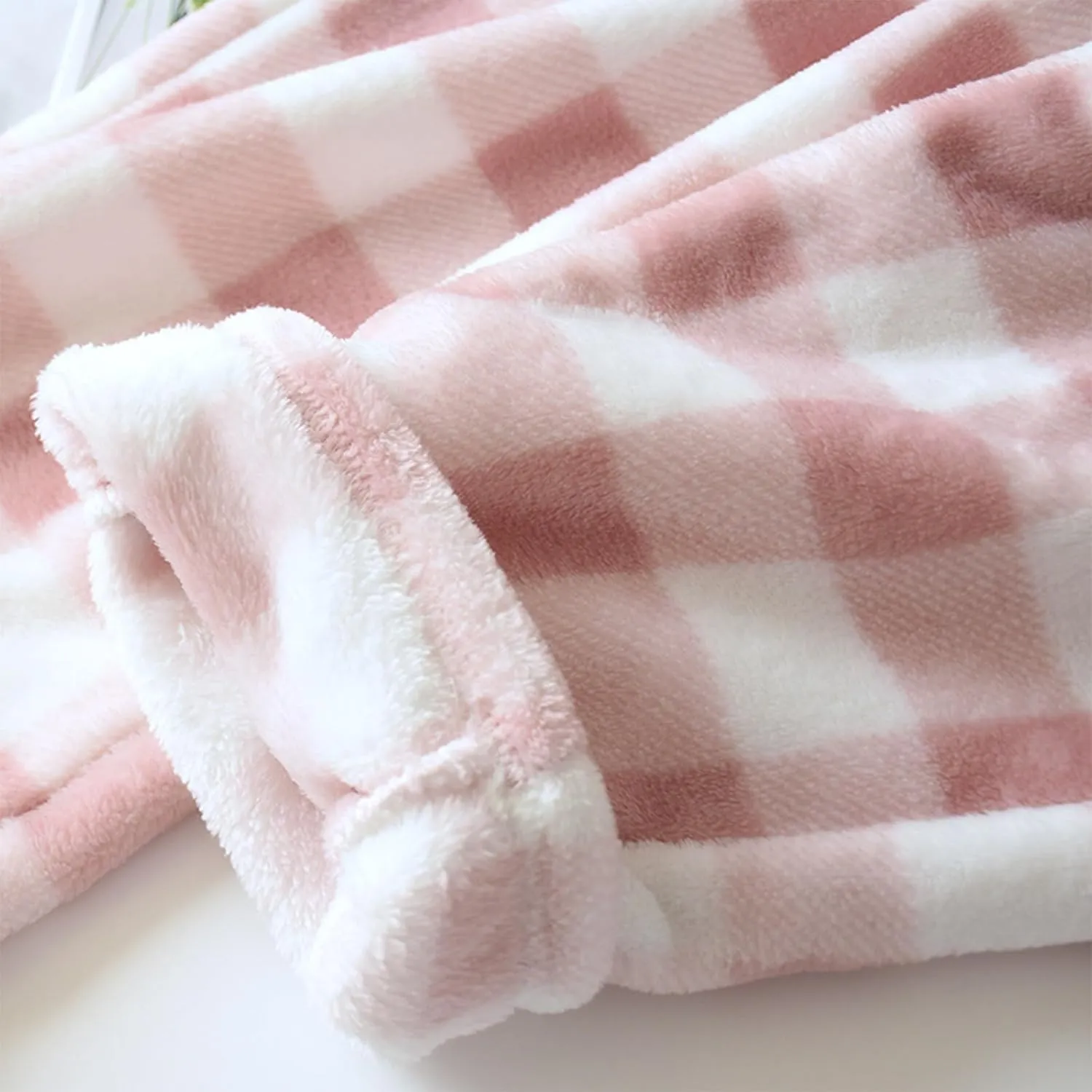 Women Plaid Fleece Pajama Pant Straight Leg Casual Elastic Waist Fluffy Home Trousers Winter Warm Trendy Plush Pants