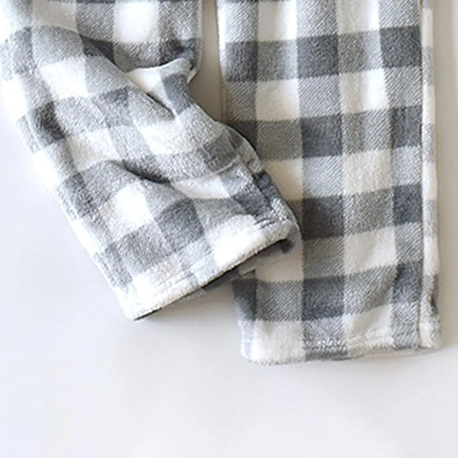 Women Plaid Fleece Pajama Pant Straight Leg Casual Elastic Waist Fluffy Home Trousers Winter Warm Trendy Plush Pants