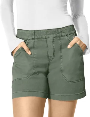 Women Stretch Twill Shorts Summer Casual Bermuda Shorts Pull On Chino Shorts Elastic High Waisted Stretchy Jean Shorts Regular Fit Denim Shorts Plus Size Shorts for Women Trendy