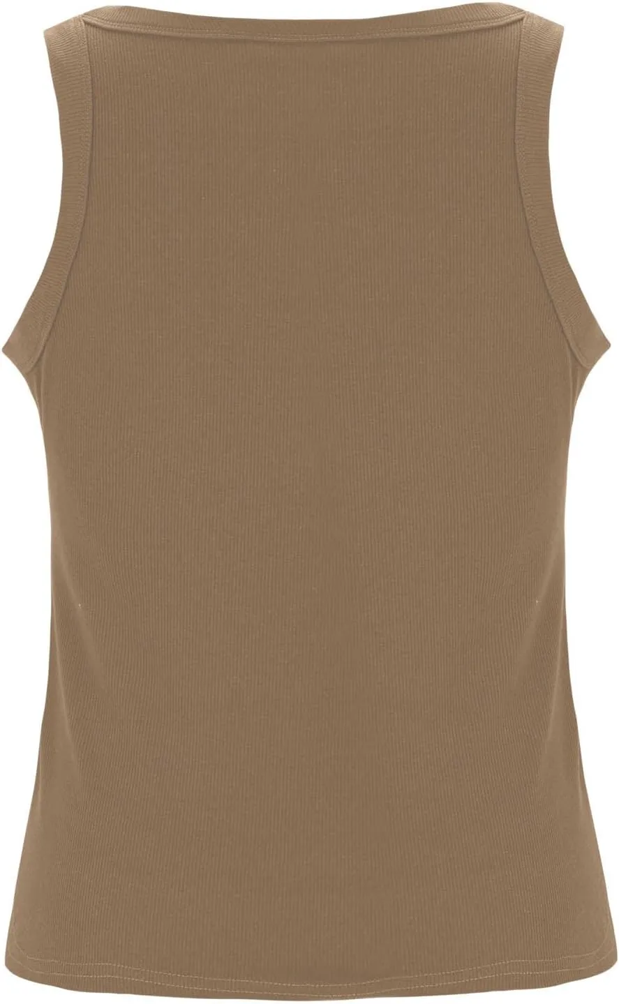 Women Tank Tops with Built in Bras, Ribbed Knitted Athletic Camisole for Women, Fitness Workout Running Basic Shirts