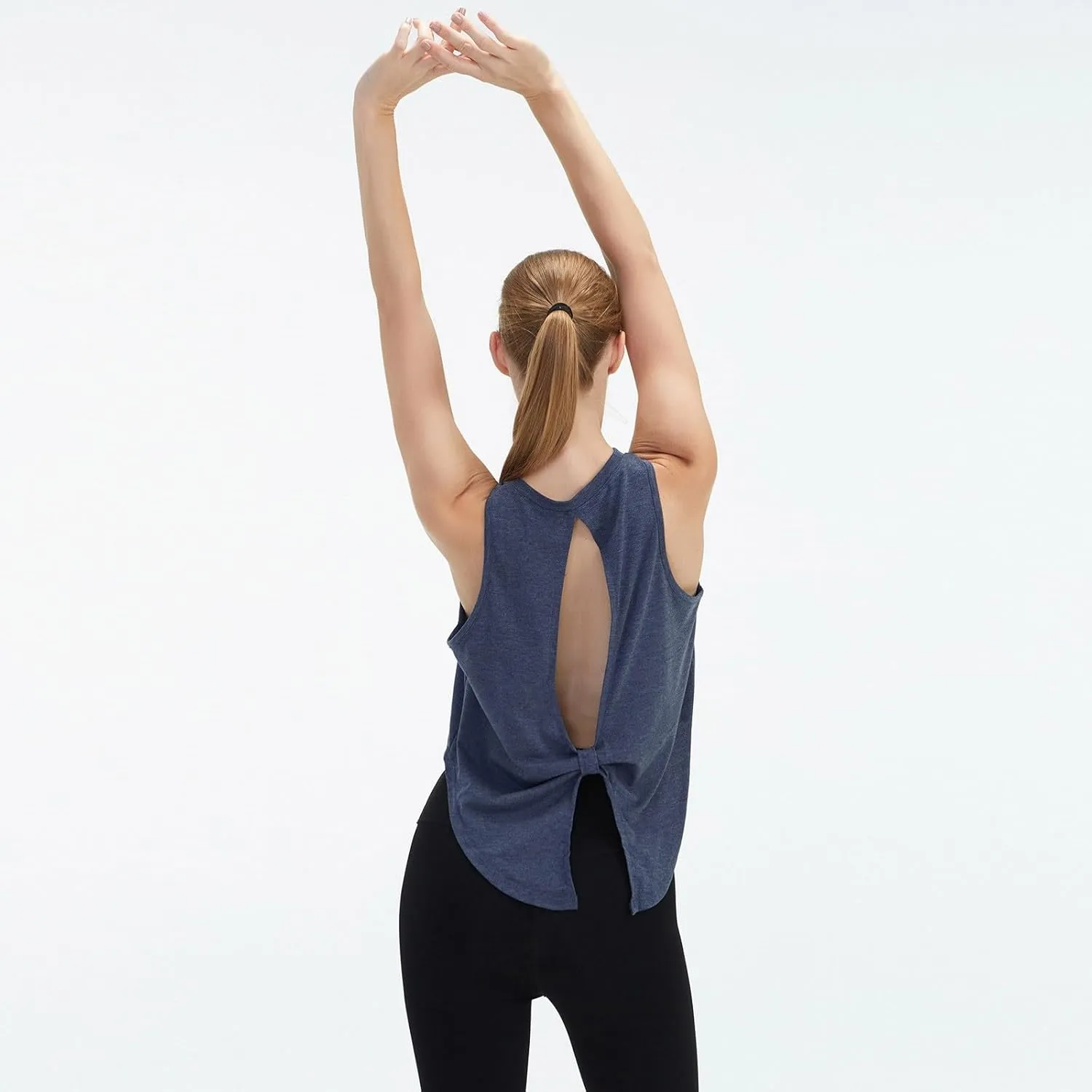 Women Workout Running Tank Tops Open Back Athletic Gym Yoga Top Loose Fit Casual Irregular Hem Shirt Clothes 2025
