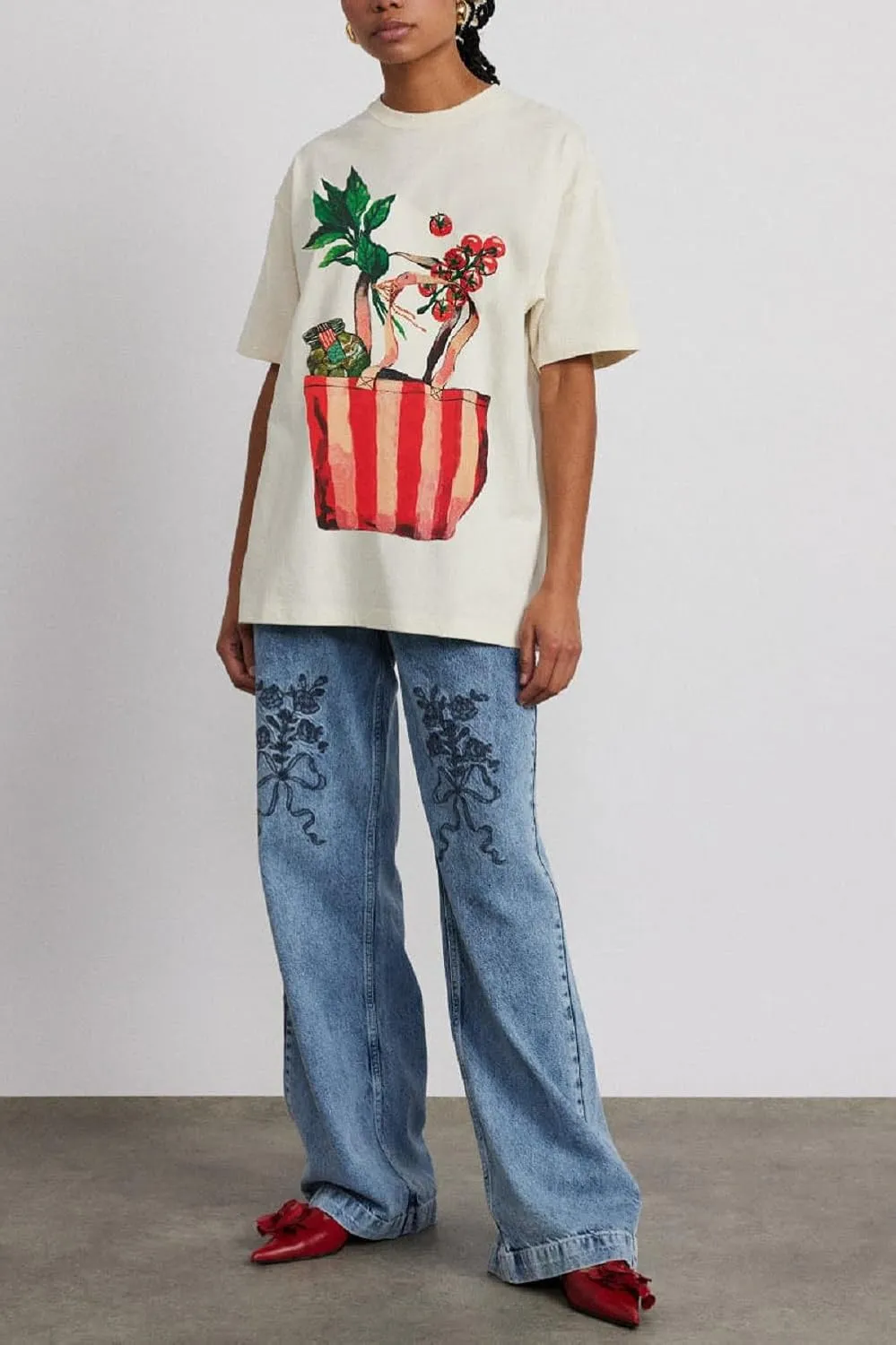 Women Y2k Cute Fruit Tshirt Graphic Oversized Tees Picnic Boyfriend Tee Shirts Vintage Aesthetic Summer Tops
