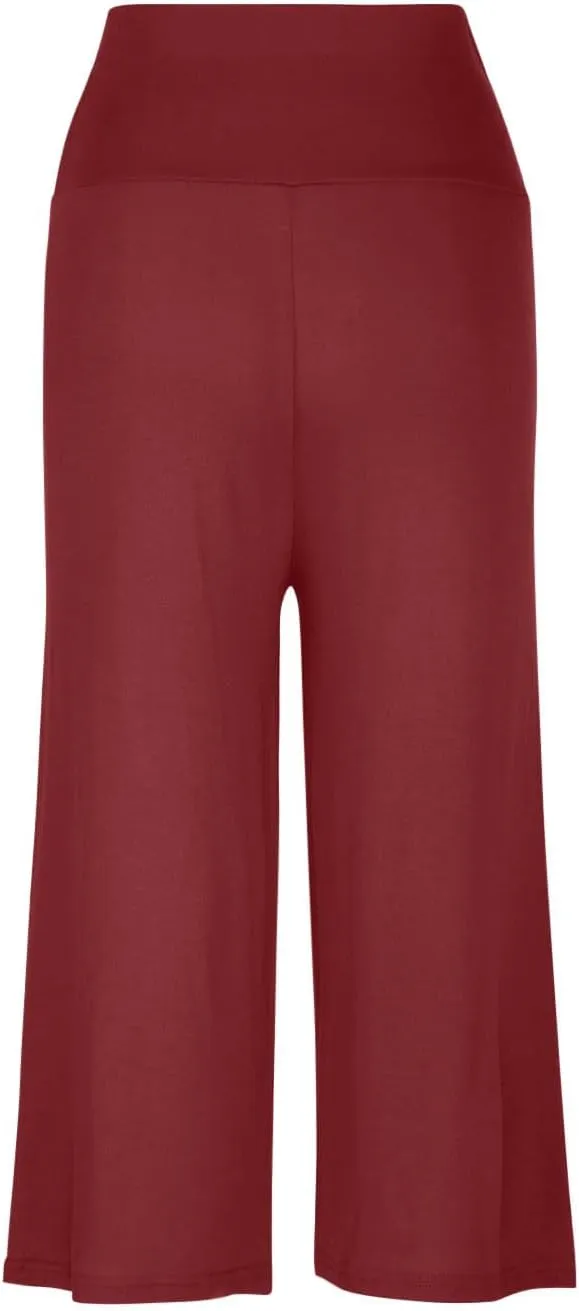 Womens Capris Wide Leg Yoga Pants High Waisted Summer Pants Cropped Lounge Pants Tummy Control Flowy Pants Boho Pants