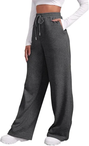 Women's Causal Drawstring High Waist Baggy Straight Leg Joggers Sweatpants with Pockets Workout Comfy Lounge Pants