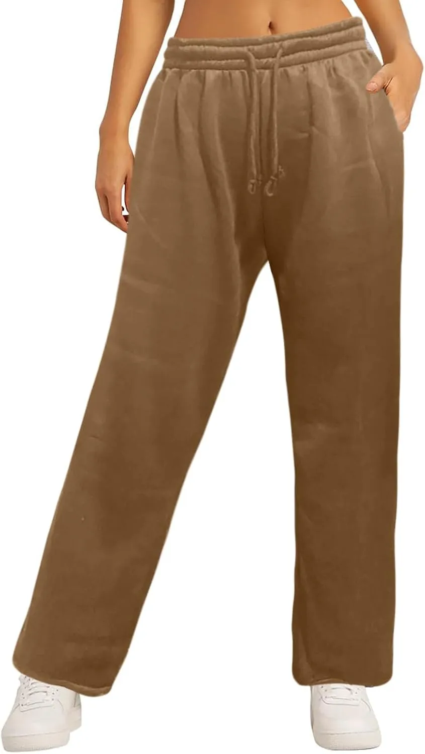 Women's Causal Drawstring High Waist Baggy Straight Leg Joggers Sweatpants with Pockets Workout Comfy Lounge Pants