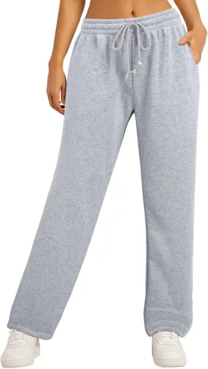 Women's Causal Drawstring High Waist Baggy Straight Leg Joggers Sweatpants with Pockets Workout Comfy Lounge Pants