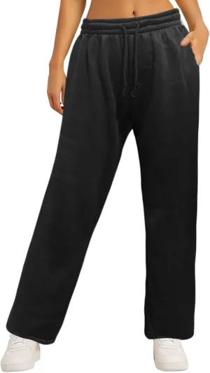 Women's Causal Drawstring High Waist Baggy Straight Leg Joggers Sweatpants with Pockets Workout Comfy Lounge Pants