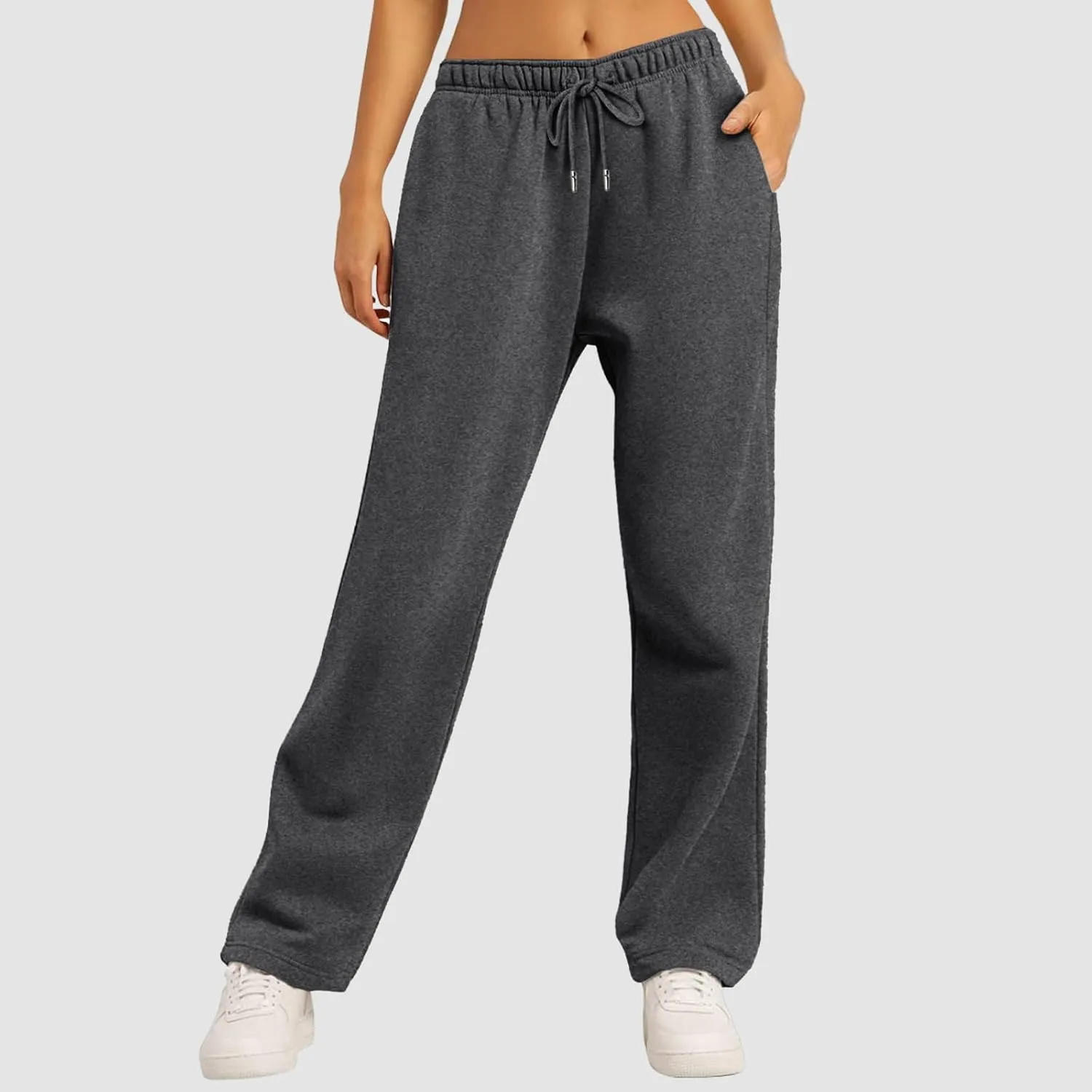 Women's Causal Drawstring High Waist Baggy Straight Leg Joggers Sweatpants with Pockets Workout Comfy Lounge Pants