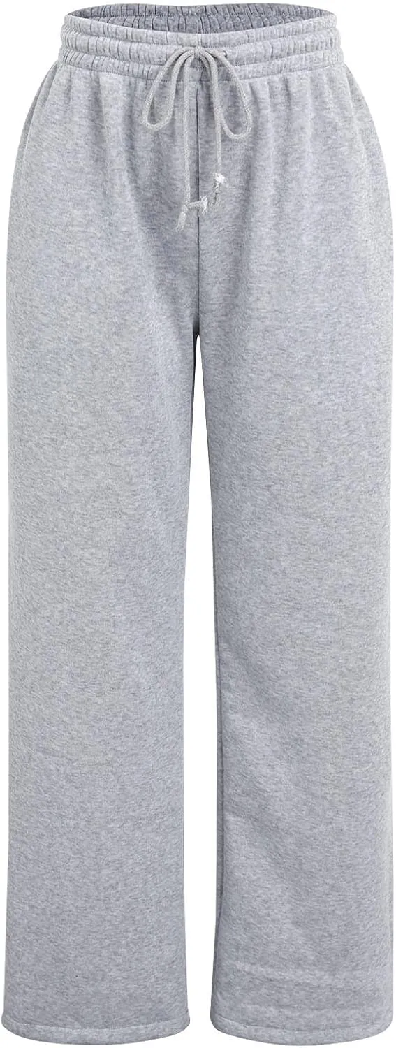 Women's Causal Drawstring High Waist Baggy Straight Leg Joggers Sweatpants with Pockets Workout Comfy Lounge Pants