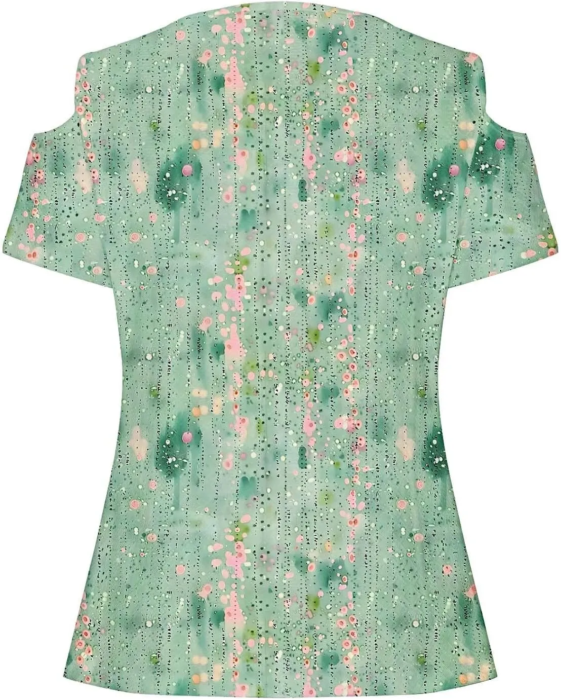 Womens Cold Shoulder Eyelet Tops V Neck Short Sleeve Floral Shirts Boho Summer Tshirt Casual Dressy Trendy Blouses